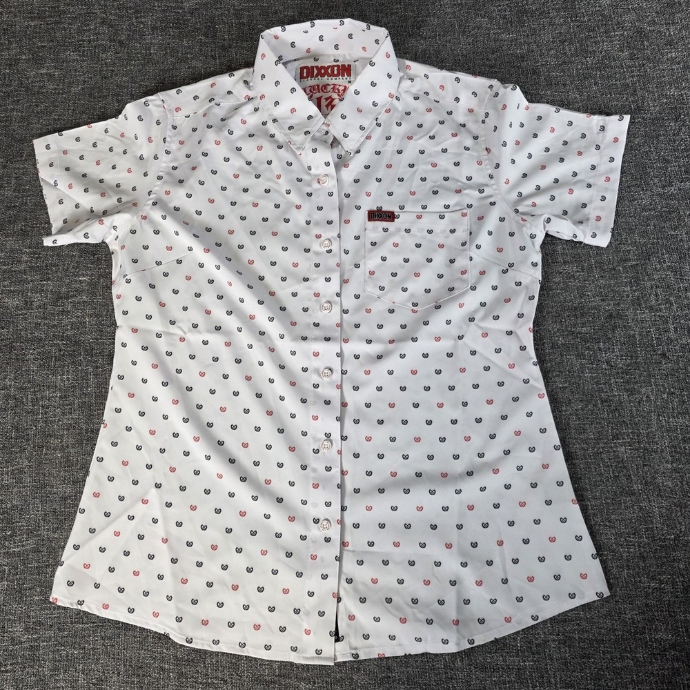 Dixxon Womens Brochacho Short Sleeve Lucky 13 Black Red Crest Logo Shirt M